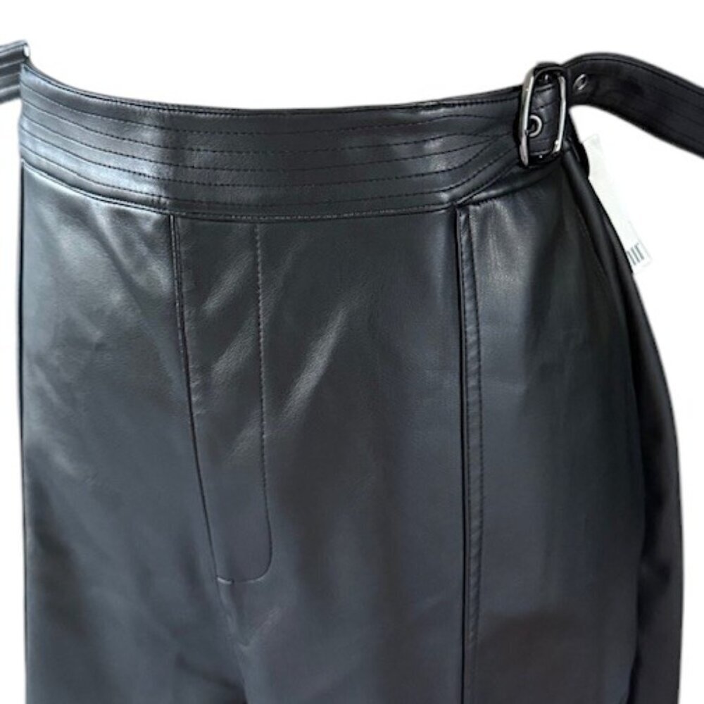 Bar III Faux-Leather Pants Black Adjustable Waist Wide Leg Pocket XL MSRP$99 NWT - Picture 3 of 14